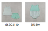 RTS Matching kids clothing green stripes print clothing girl summer clothing-2026.4.2