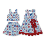 RTS Matching clothing kids bows print clothing girl 4th of July summer yoga dress-2026.5.20