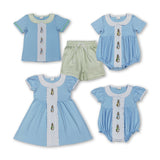 RTS Matching kids clothing embroidery bunny print clothing baby easter summer clothing-2026.3.30