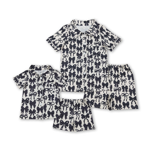 RTS toddler clothes matching black bows clothing  mama kids clothes-2025.7.24