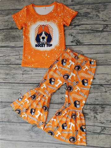 Order Deadline:27th Apr. Split order baby girl clothes state girl bell bottoms pants set