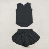 RTS toddler clothes matching clothing solid color set kids summer yoga clothing