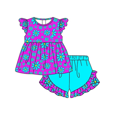 Order Deadline：17th June Split order baby girl clothes flower girl summer shorts set