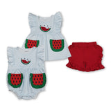 RTS Matching kids clothing embroidery watermelon print clothing baby girl  summer clothing-2026.6.1