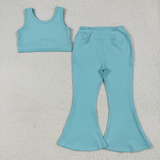 RTS toddler clothes matching clothing solid color kids summer yoga clothing