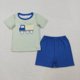 RTS Matching kids clothing embroidery car print clothing baby boy summer clothing-2026.3.24