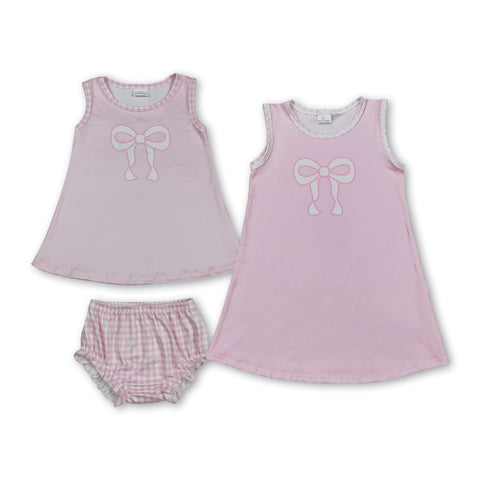 RTS kids matching clothing pink bows print clothing summer clothing-2025.8.25