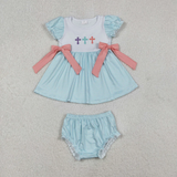 RTS kids matching clothing  embroidery cross print clothing baby easter clothing-2025.11.11