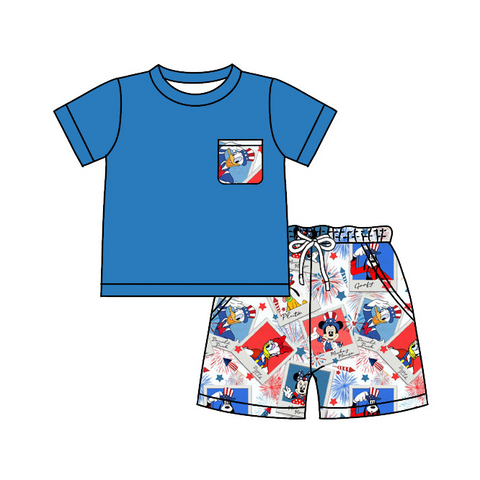 Order Deadline:15th Mar. Split order baby boy clothes cartoon mouse boy summer shorts set 1