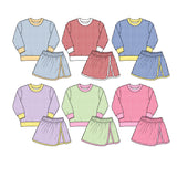 9.7 Pre-order girls plaid long sleeve skorts outfits yoga
