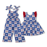RTS Matching kids clothing flag print clothing baby girl 4th of July patriotic summer clothing-2026.5.15