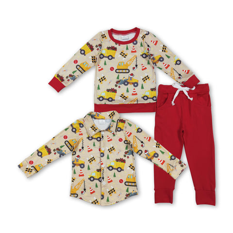 RTS kids matching clothing  truck print clothing boy christmas winter clothing-2025.8.12