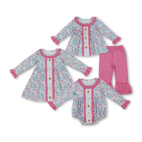 RTS kids matching clothing embroidered pumpkin print clothing girl winter clothing-2025.6.24