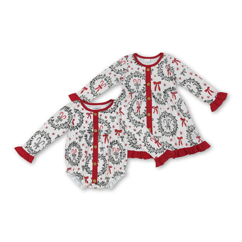 RTS kids matching clothing bows print clothing girl christmas clothing-2025.7.9