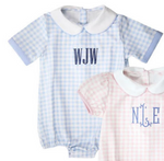 Custom order MOQ:3pcs each design baby boy blue gingham bubble