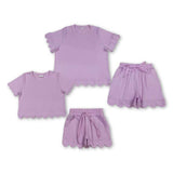 RTS Matching toddler clothes purple print clothing  mommy kids summer clothes-2026.3.26