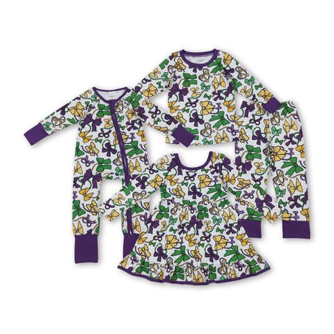 RTS kids matching clothing bows print clothing girl mardi gras winter clothing-2025.10.14