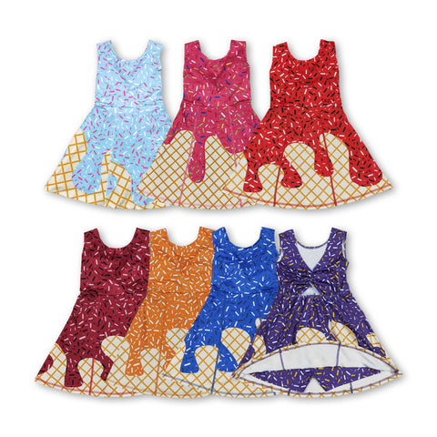 RTS toddler clothes matching clothing ice cream print kids summer dress yoga clothes-2025.7.31