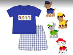 Custom order MOQ:3pcs each design boy cartoon dog summer set