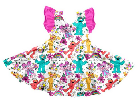Order Deadline:15th Mar. Split order baby girl clothes cartoon girl summer twirl dress