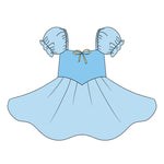 Custom order MOQ 3pcs each design toddler clothes girl blue summer dress