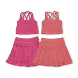 RTS toddler clothes matching clothing solid color kids summer yoga clothing