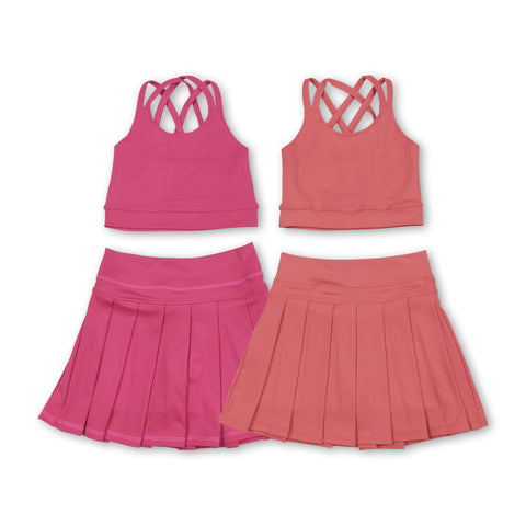 RTS toddler clothes matching clothing solid color kids summer yoga clothing