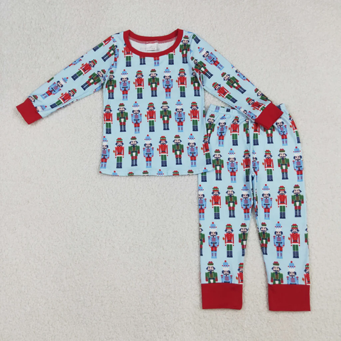 BLP1242  toddler boy clothes soldier print boy winter pajamas set
