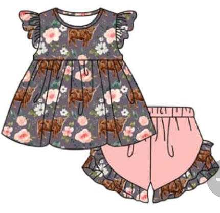 Order Deadline:22th Apr. Split order baby girl clothes flower girl summer shorts set