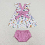 GBO0333   baby girl clothes cartoon dog girl summer bummies sets