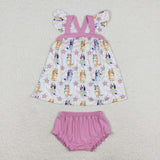 GBO0333   baby girl clothes cartoon dog girl summer bummies sets