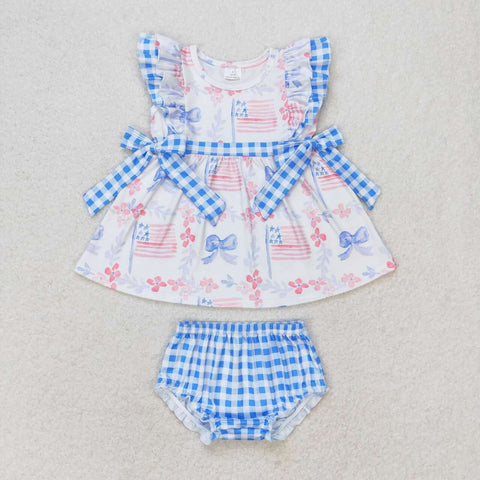 GBO0363 baby girl clothes 4th of July patriotic girl summer bummies sets