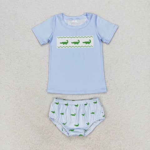 GBO0370   baby boy clothes alligator boy summer bummies sets