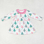 GLD0540  toddler girl clothes christmas tree baby girl  xmas winter dress