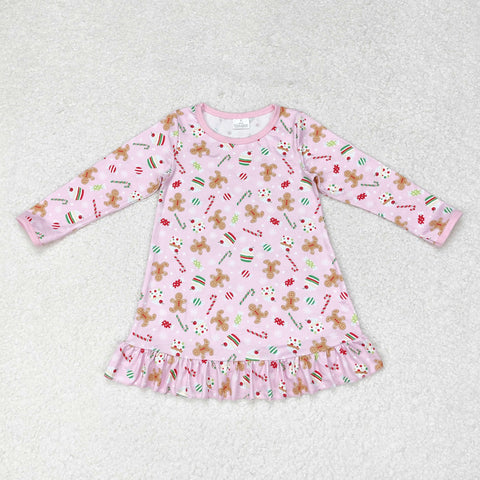 GLD0550  toddler girl clothes gingerbread  man baby girl xmas winter dress