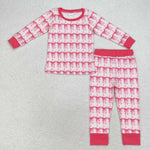 GLP1214 toddler girl clothes bow tie girl  winter pajamas set