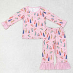 GLP1278  toddler girl clothes pink jesus girl winter pajamas set