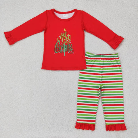 GLP1282    toddler girl clothes stripe girl christmas outfit