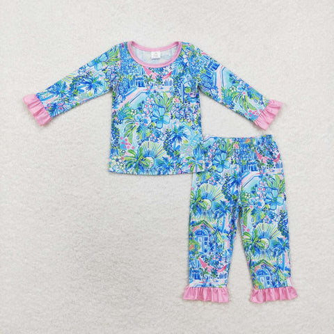 GLP1481  toddler girl clothes floral girl  winter pajamas set