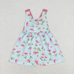 GSD0693 baby girl clothes girl flamingo summer dress