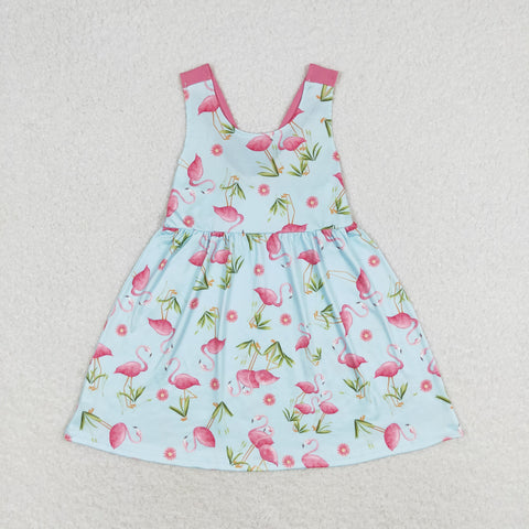 GSD0693 baby girl clothes girl flamingo summer dress