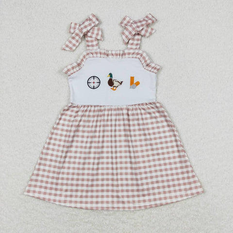 GSD0817 baby girl clothes embroidery duck hunting girl summer dress