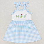 GSD0907  toddler clothes golf gingham baby girl summer dress