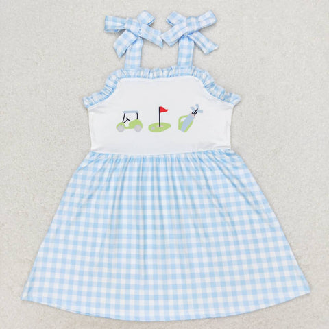 GSD0907  toddler clothes golf gingham baby girl summer dress