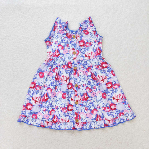 GSD0977 toddler clothes purple flower baby girl summer dress