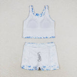 GSD0995  baby girl clothes roses blue toddler girl summer outfits