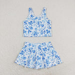 GSD0995  baby girl clothes roses blue toddler girl summer outfits