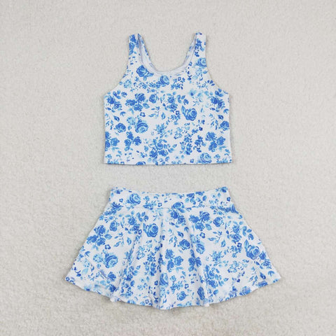 GSD0995  baby girl clothes roses blue toddler girl summer outfits