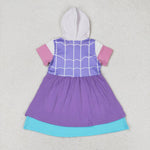 GSD0996  toddler clothes purple hooded baby girl summer dress