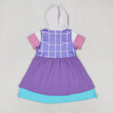 GSD0996  toddler clothes purple hooded baby girl summer dress